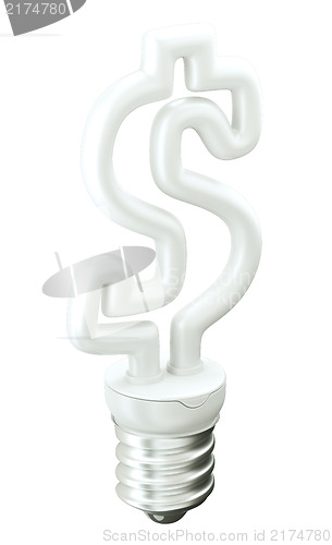 Image of Revenue: Dollar ccurrency symbol light bulb on white