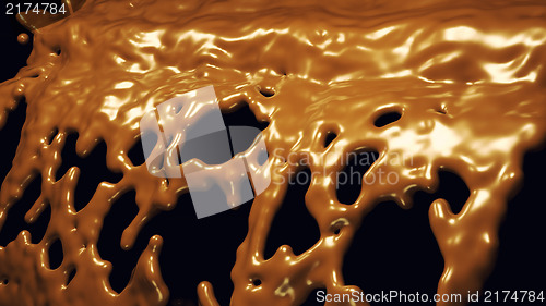 Image of Hot cocoa or chocolate flow isolated over black