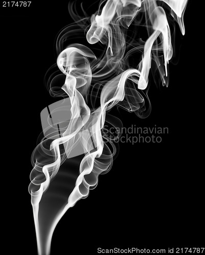 Image of Abstract white smoke shape and curves on black