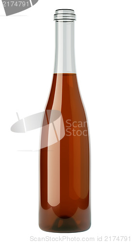 Image of Uncorked bottle of white wine isolated on white