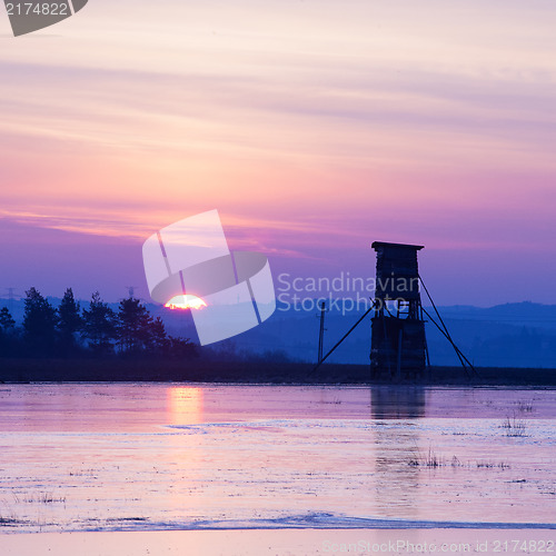 Image of Lansdcape in winter at sunrise 