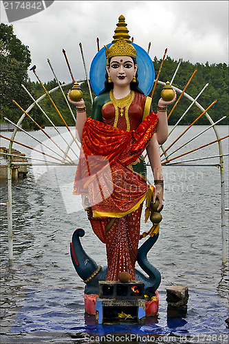 Image of marble  wood statue of a Hinduism  women 