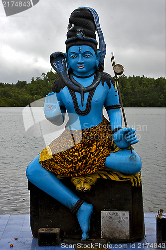 Image of  marble blue wood statue of a Hinduism  