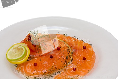 Image of Salmon carpaccio with pink pepper