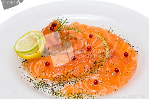 Image of Salmon carpaccio with pink pepper