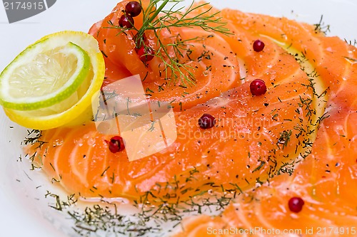 Image of Salmon carpaccio with pink pepper