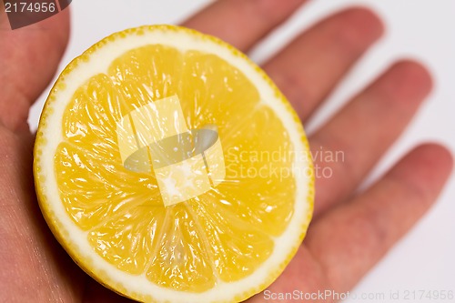 Image of Half of a lemon in a hand