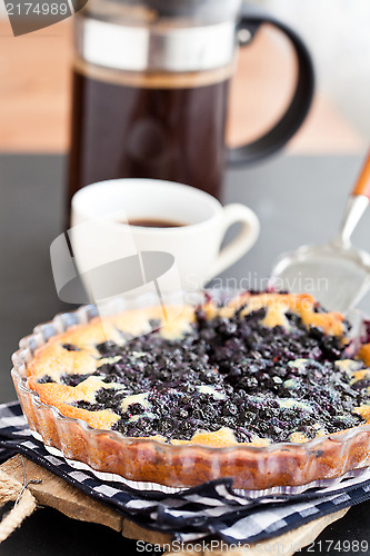 Image of Blueberry pie and coffee