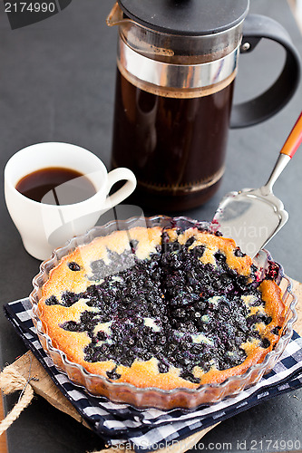 Image of Blueberry pie and coffee