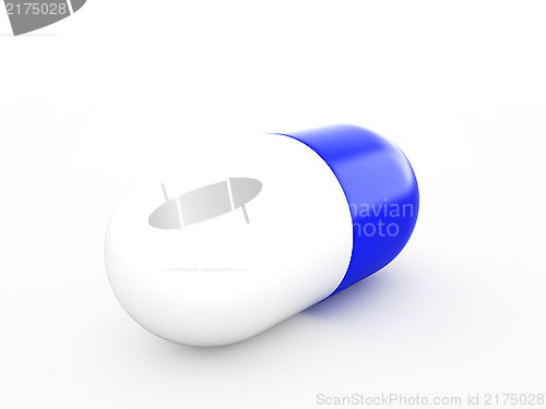 Image of white-blue capsule isolated on the white
