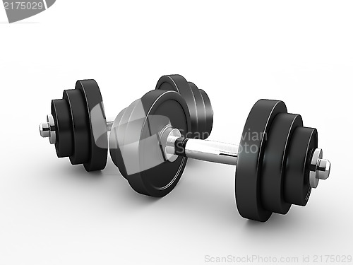 Image of Two dumbbells isolated on a white background