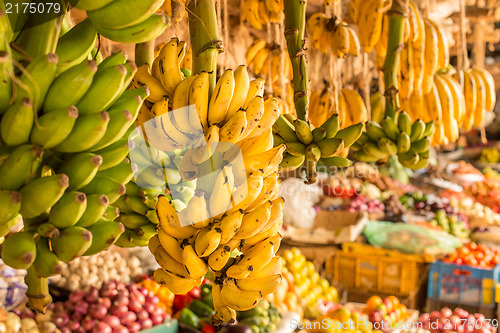Image of Banana bunch at a local market