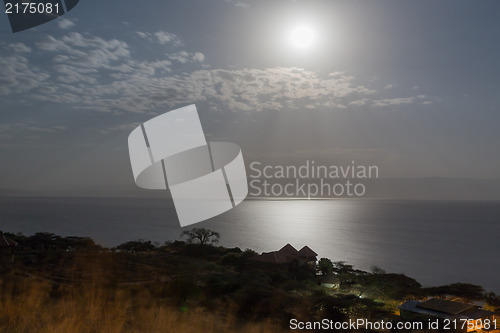 Image of Lake langano lit by the moon