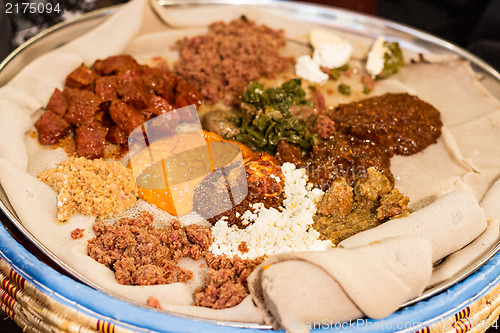 Image of Injera be wot, traditional Ethiopian Food