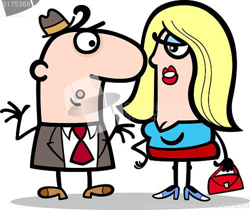 Image of funny man and woman couple cartoon