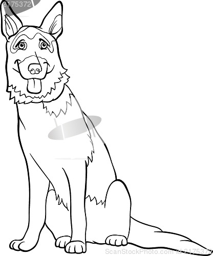 Image of german shepherd dog cartoon for coloring