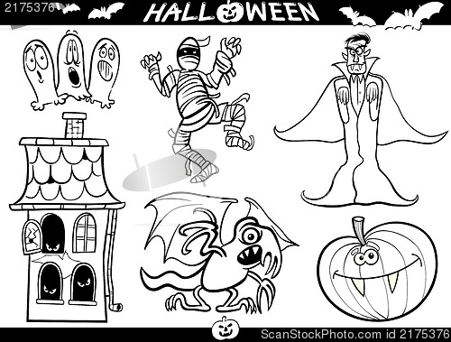 Image of Halloween Cartoon Themes for Coloring Book