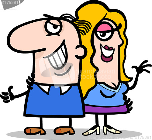 Image of happy man and woman couple cartoon
