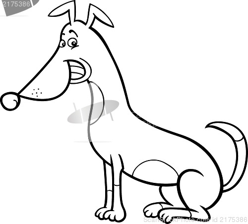 Image of sitting dog cartoon for coloring book
