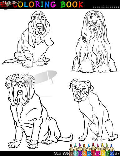 Image of Cartoon purebred Dogs Coloring Page