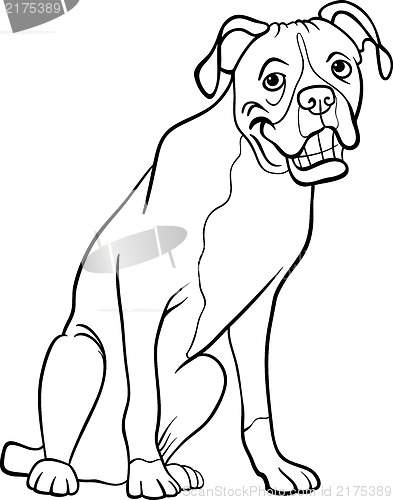 Image of boxer dog cartoon for coloring book