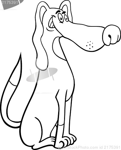 Image of sitting dog cartoon for coloring book