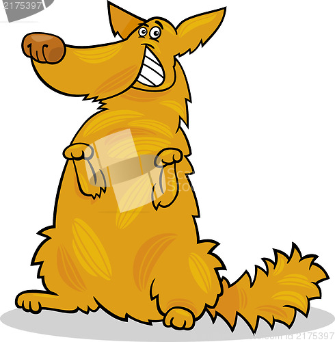 Image of happy yellow shaggy standing dog