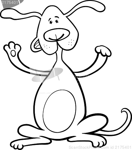 Image of happy playful dog cartoon for coloring book