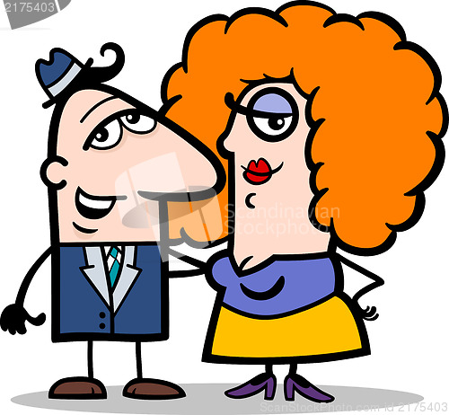 Image of funny man and woman couple cartoon