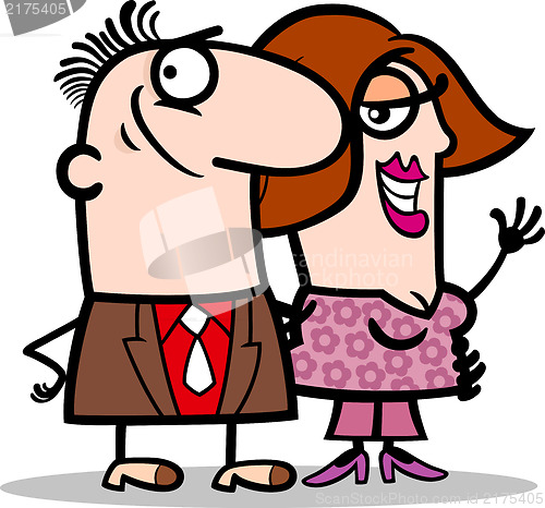 Image of happy man and woman couple cartoon