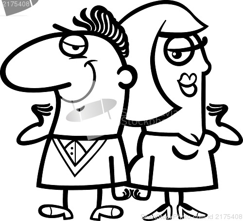 Image of black and white cheerful couple cartoon