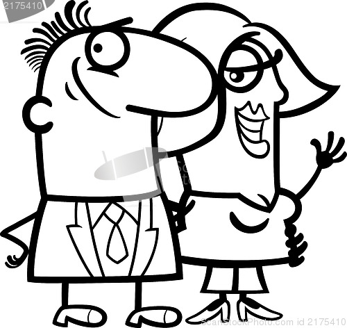 Image of black and white happy couple cartoon