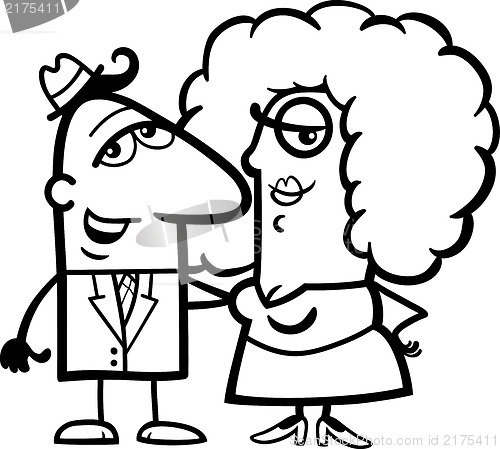 Image of black and white funny couple cartoon