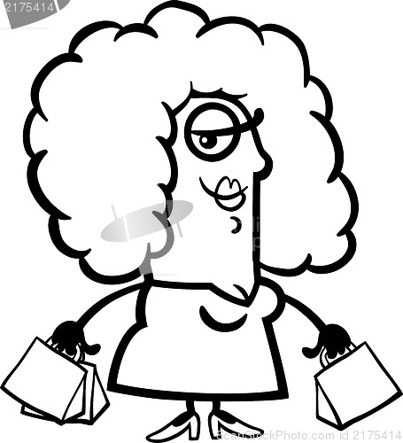 Image of happy woman with shopping bags cartoon
