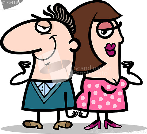 Image of cheerful man and woman couple cartoon