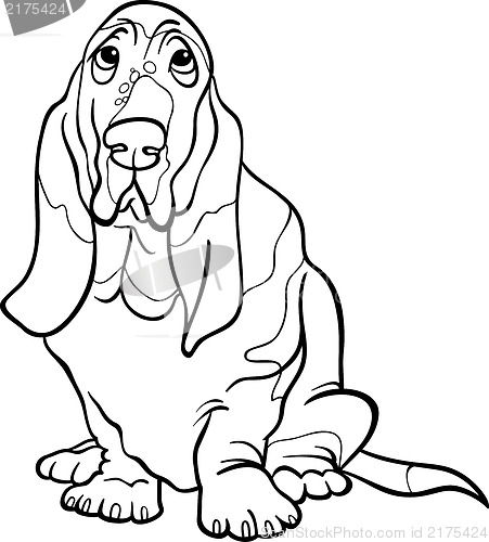 Image of basset hound dog cartoon for coloring book