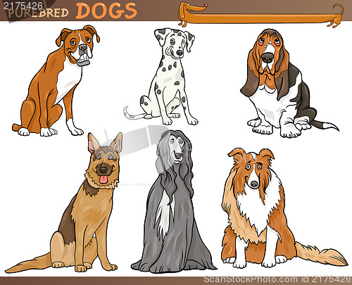 Image of purebred dogs cartoon illustration set
