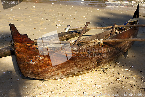 Image of boat oar   and coastline