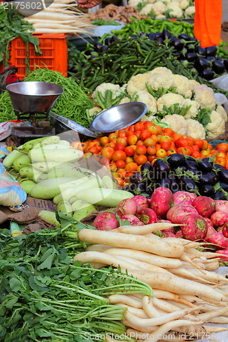 Image of vegetables on market in india