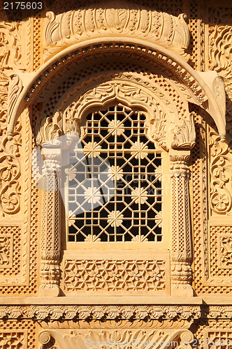 Image of window of beautiful ornamental building in india