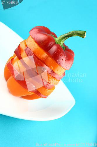 Image of slices of colorful sweet bell pepper 