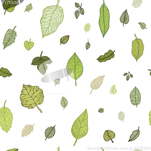 Image of Green leaf. Vector seamless pattern.
