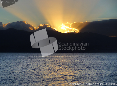 Image of dramatic sundown scenery at Guadeloupe