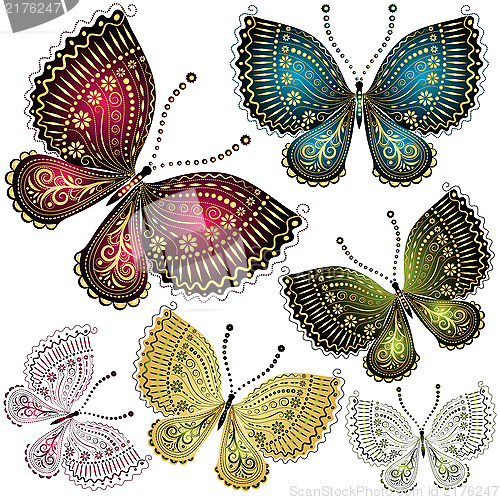 Image of Set fantasy vintage butterfly