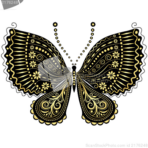Image of Fantasy vintage black-gold butterfly
