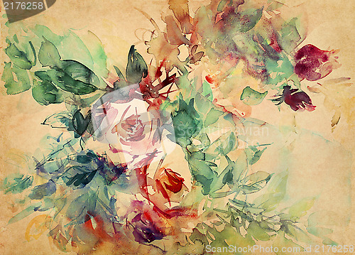 Image of watercolor roses painted on paper