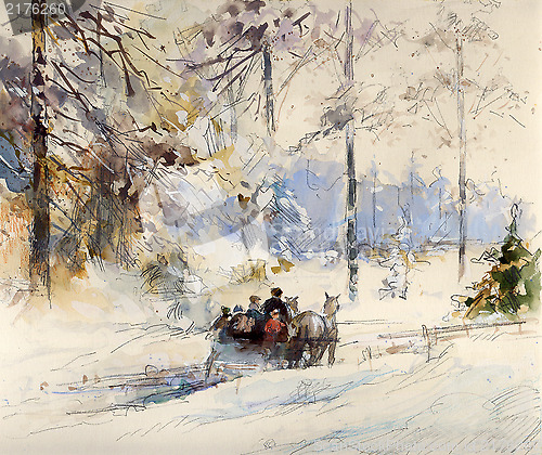 Image of winter in the forest - illustration