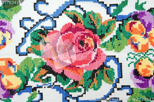 Image of embroidered good by cross-stitch pattern