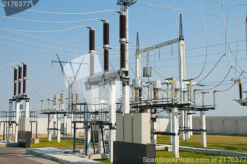 Image of part of high-voltage substation with switches and disconnectors