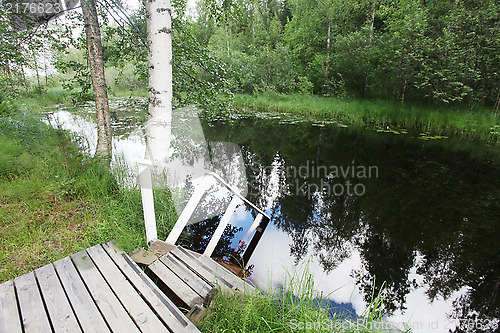 Image of swimming pond and in water ramps